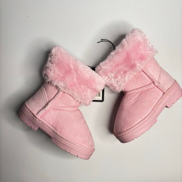 bebe Toddler Pull On Winter Boots w/ Faux Fur Cuff and Rhinestone Bow - Picture 6 of 8